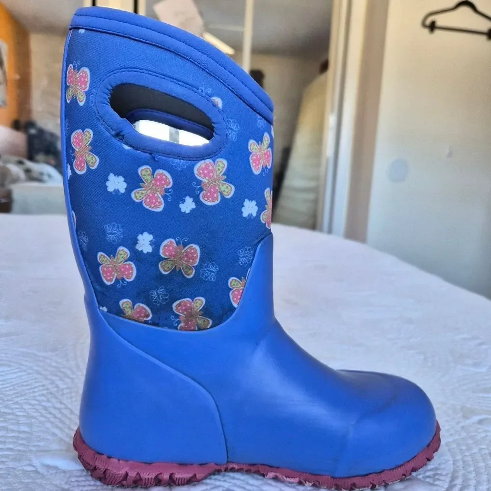VGUC Bogs Durham Butterfly Kids Winter Waterproof Boots - Size 2
